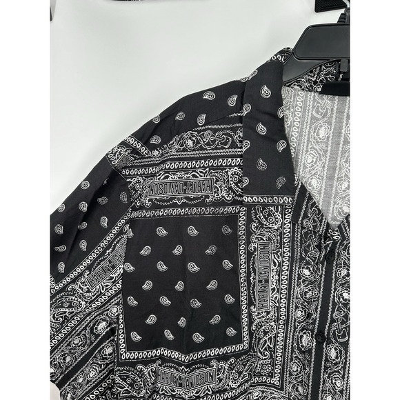 Harley Davidson Short Sleeve Button Up AOP All Over Print Bandana Print Size 4XL - Picture 5 of 6